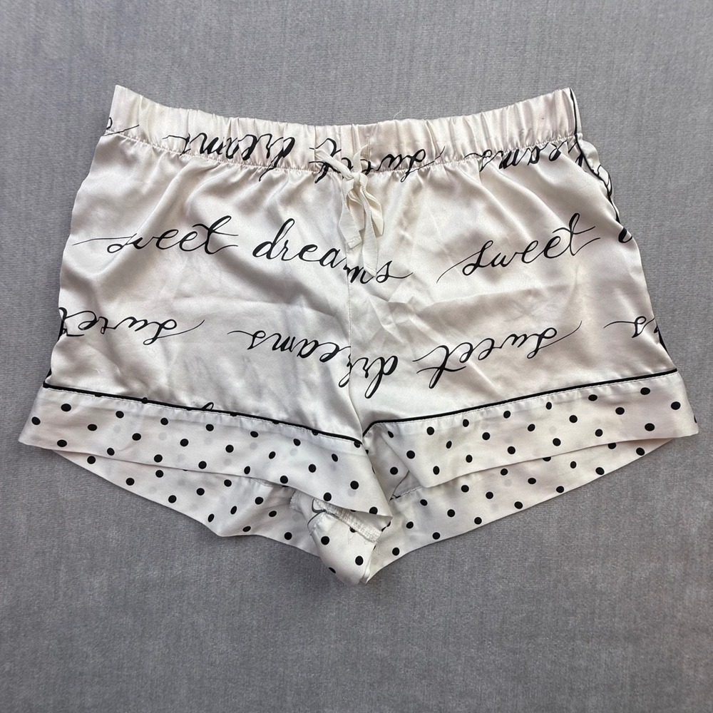 Victoria's Secret Sweet Dreams Polka Dot Satin Pajama Shorts White Black Small